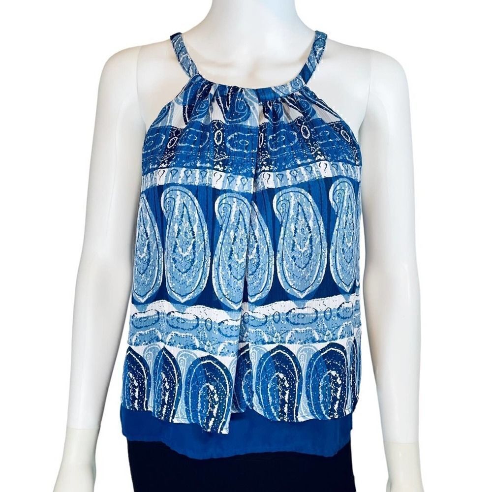 Sugarlips Blue Paisley Halter Blouse Medium